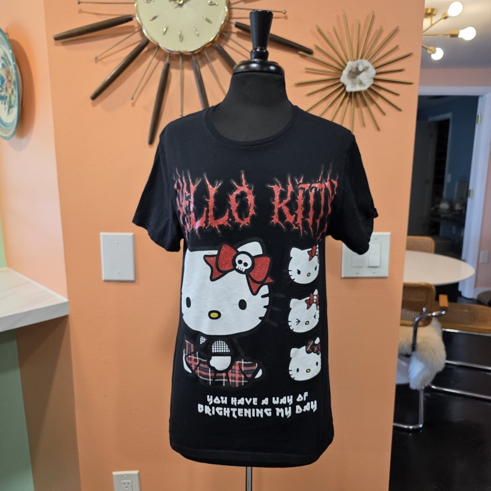 Hello Kitty Medium Goth Black Short Sleeve Tee Mall Goth Baddie T-shirt - Picture 10 of 12